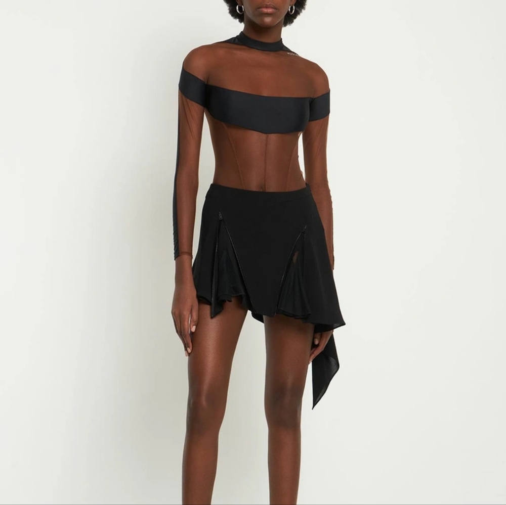 MUGLER Fluid Cady Asymmetrical Mini Skirt